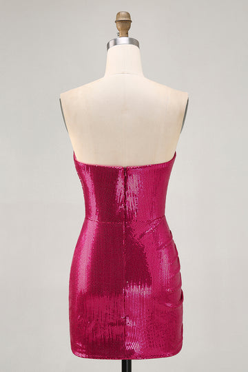 Sparkly Fuchsia Sweetheart Bodycon Homecoming Dress
